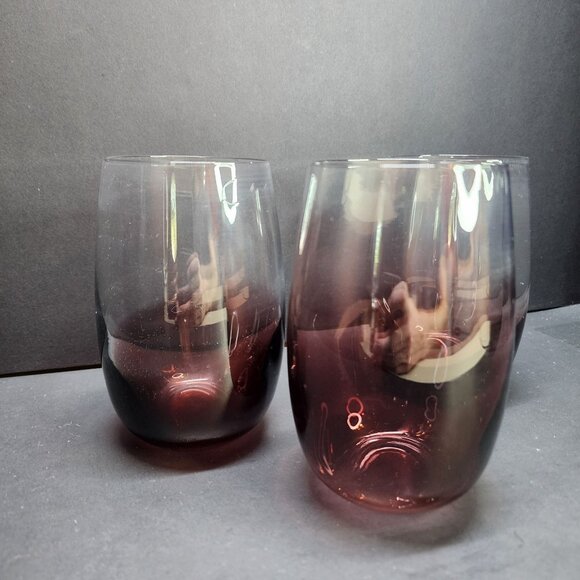 Dansk Glasscapes Amethyst Tumbler Stemless Wine Glasses Purple 5.5'' - Set of 3 - Picture 4 of 9